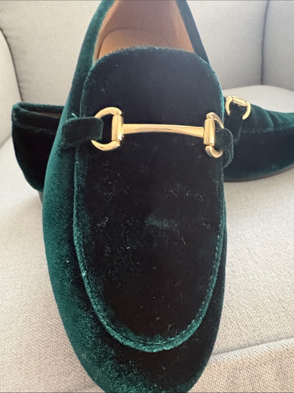 Jcrew Women’s  Velvet Loafers in Dark Green - Picture 3 of 5